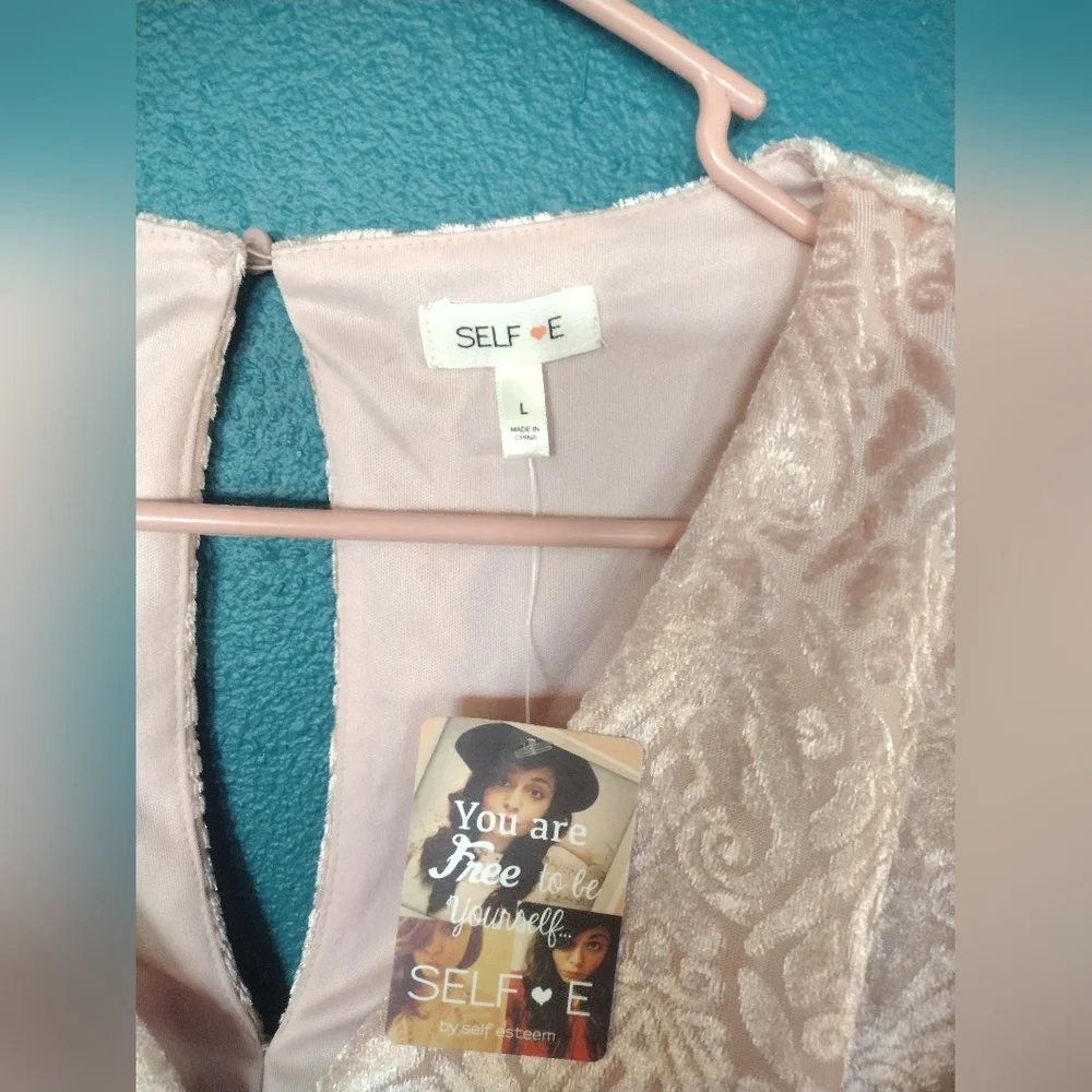 Y2K Self Esteem Fairy Barbie Dusty Baby Pink Velvet Open Back Scrunched Blouse - Picture 7 of 7